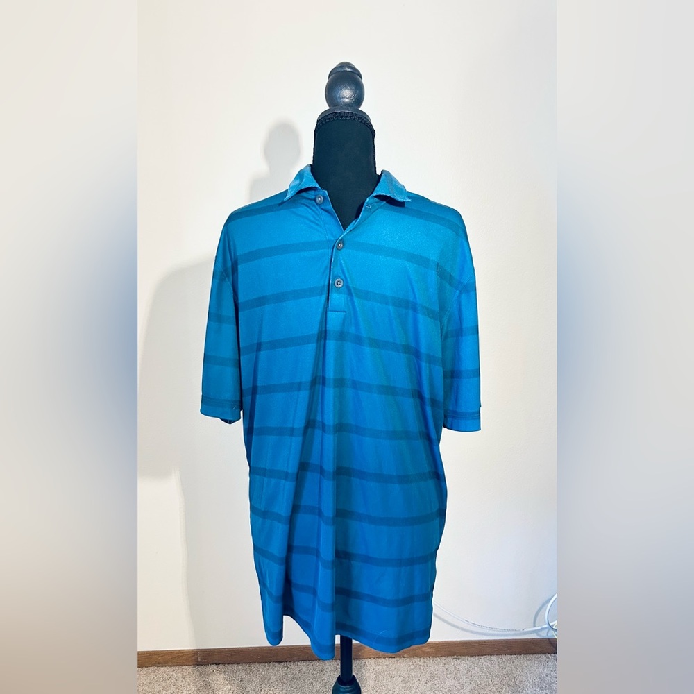 Nike Men's Teal Striped Polo Shirt